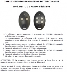 Come codificare telecomando BFT mitto