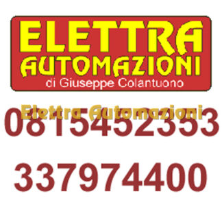 Logo Elettra Automazioni con contatti per assistenza cancelli