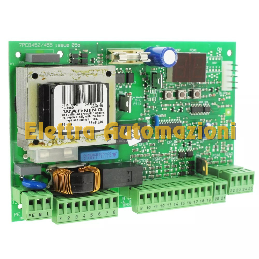 CENTRALINA SCHEDA CENTRALE COMANDO CANCELLI BATTENTE FAAC 455 7pcb452/455 issue